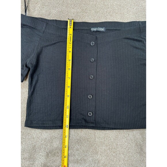 MIND CODE Ribbed off-the-shoulder top - Black Size L - Picture 6 of 11